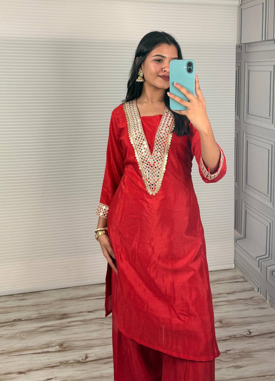 Premium Chinon Silk Festive Co-ord Set