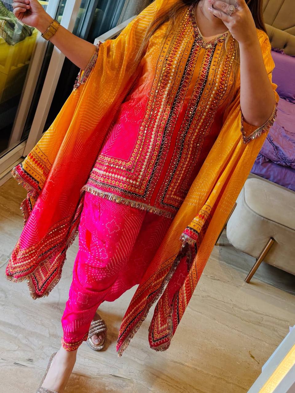 Chinon Silk Designer 3pc Kaftan Ensemble