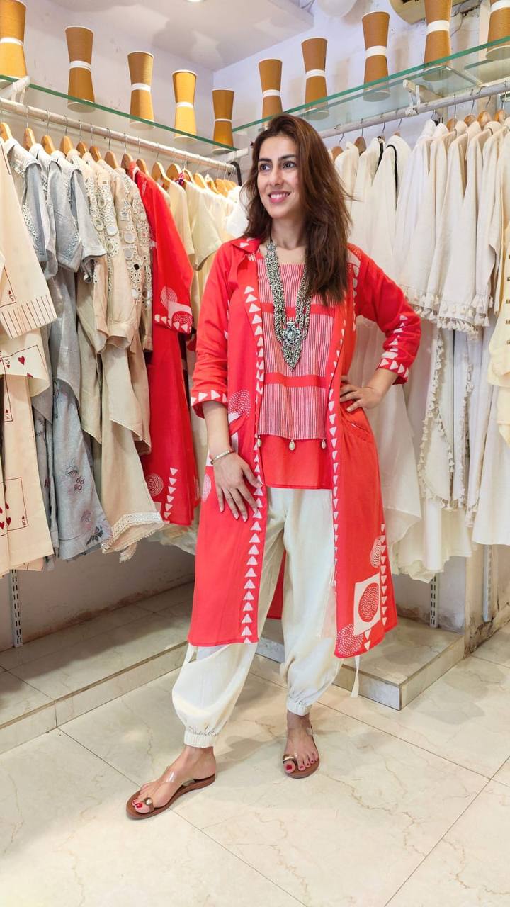 Muslin Cargo Co-ord with Stylish Jacket