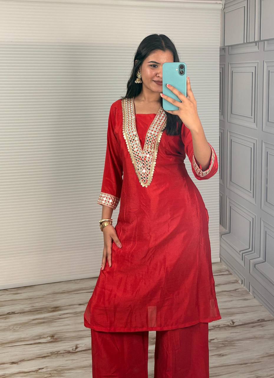 Premium Chinon Silk Festive Co-ord Set