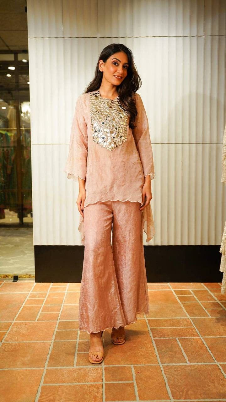 Elegant Tebby Silk Co-ord with Bell Sleeves