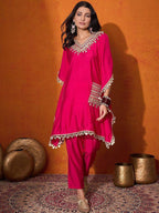 Luxury Chinon Silk Kaftan & Pant Set