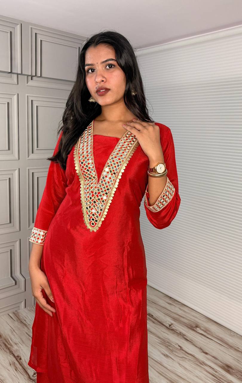 Premium Chinon Silk Festive Co-ord Set