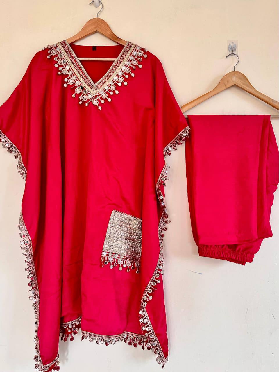 Luxury Chinon Silk Kaftan & Pant Set