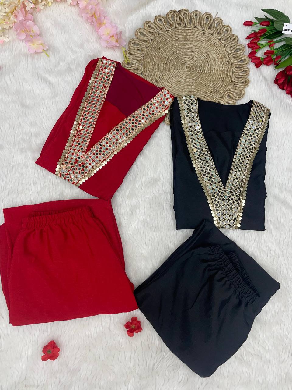 Premium Chinon Silk Festive Co-ord Set