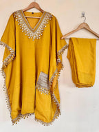 Luxury Chinon Silk Kaftan & Pant Set
