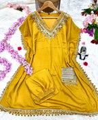 Luxury Chinon Silk Kaftan & Pant Set