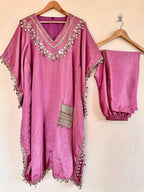 Luxury Chinon Silk Kaftan & Pant Set