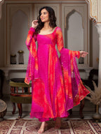 Panchtatva Launching Orignal Bandhani Print 2 piece Gown and Dupatta Set