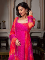 Panchtatva Launching Orignal Bandhani Print 2 piece Gown and Dupatta Set