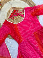 Panchtatva Launching Orignal Bandhani Print 2 piece Gown and Dupatta Set