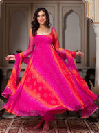 Panchtatva Launching Orignal Bandhani Print 2 piece Gown and Dupatta Set