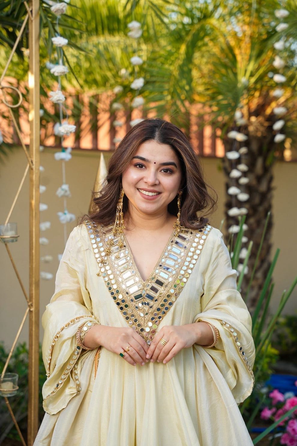 PANCHTATVA Exclusive Original Mirror Work Fully Stitched Soft Chinon Set | Top + Bottom + Dupatta | Embroidery & Handwork Collection