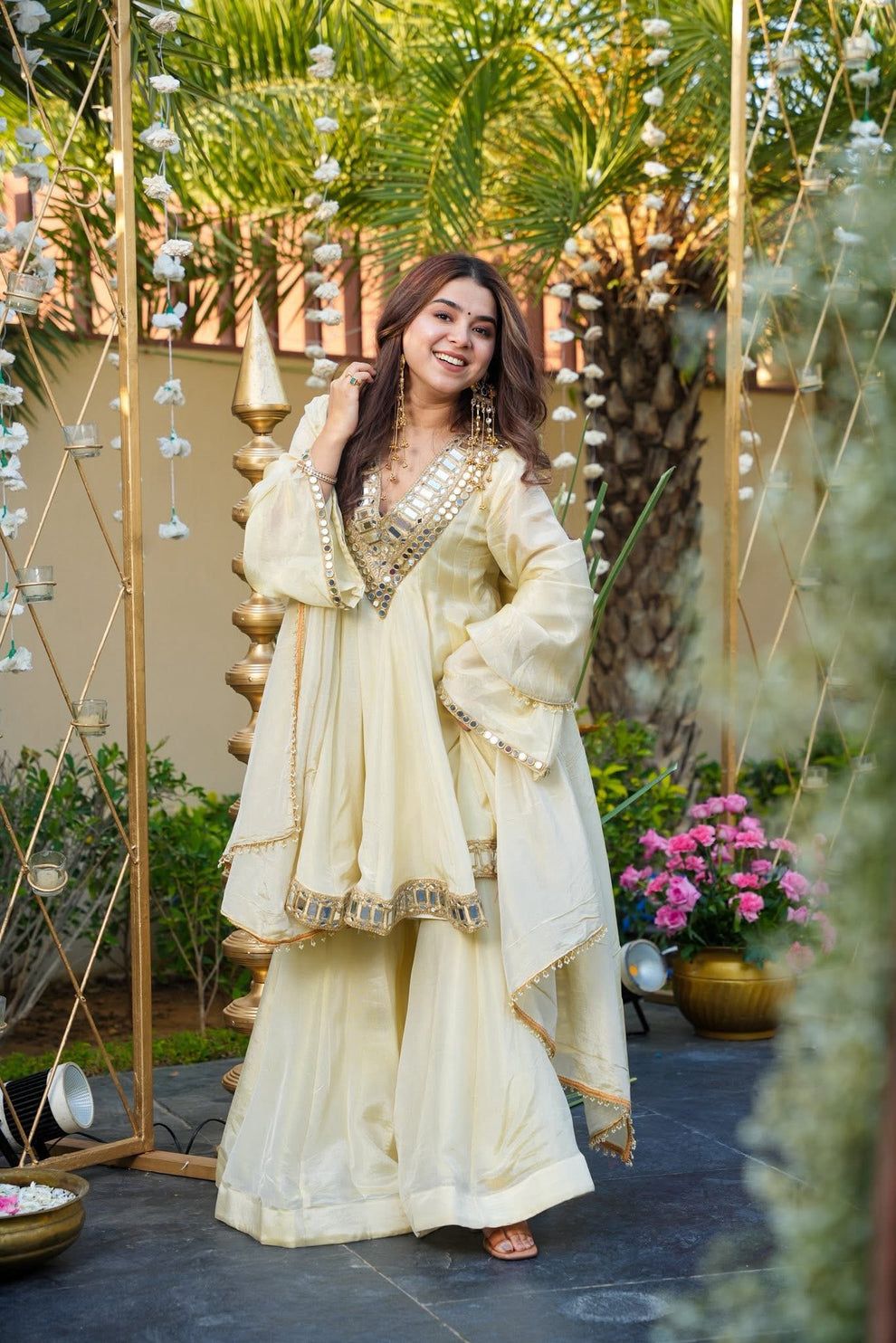 PANCHTATVA Exclusive Original Mirror Work Fully Stitched Soft Chinon Set | Top + Bottom + Dupatta | Embroidery & Handwork Collection
