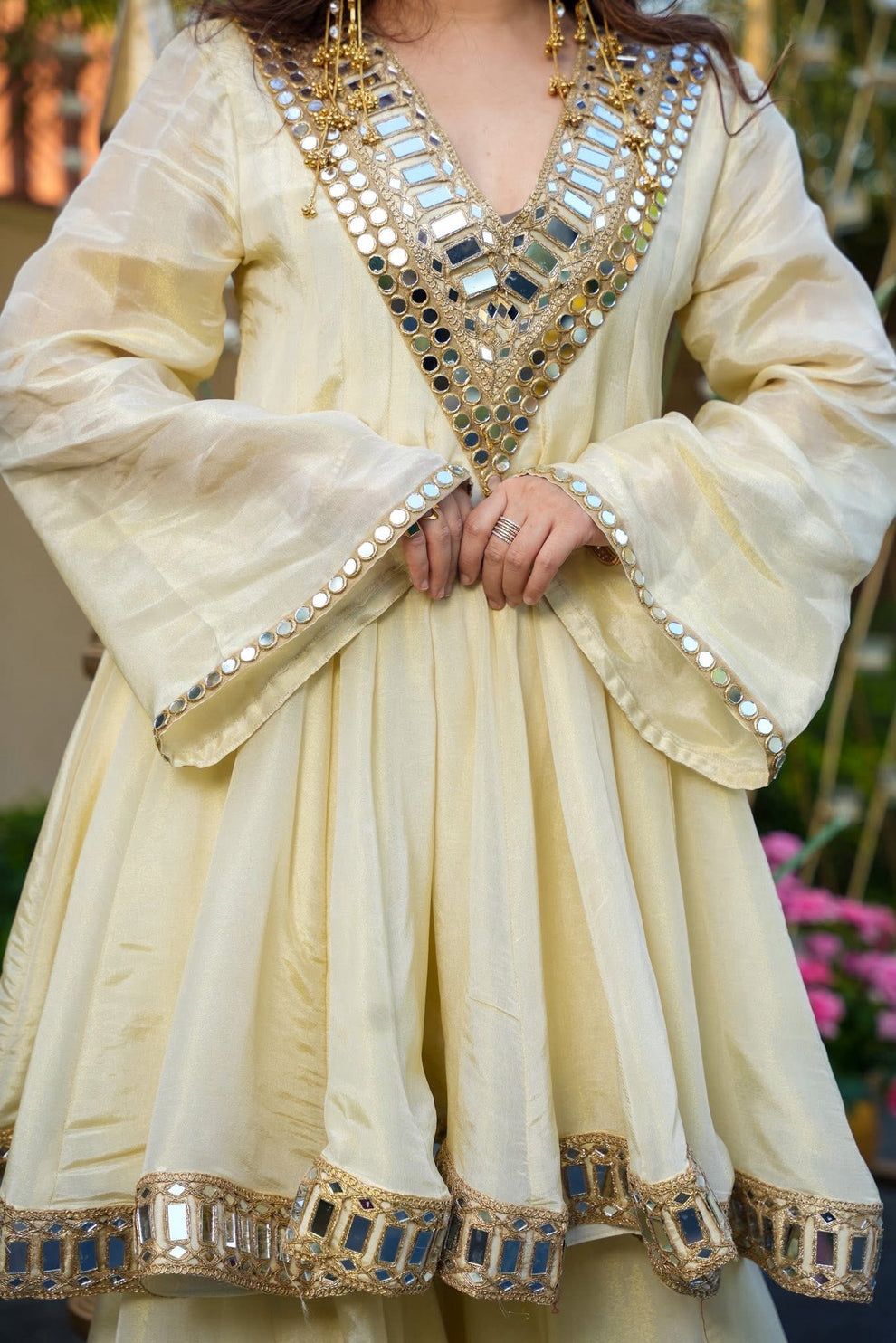 PANCHTATVA Exclusive Original Mirror Work Fully Stitched Soft Chinon Set | Top + Bottom + Dupatta | Embroidery & Handwork Collection