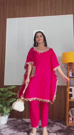 Luxury Chinon Silk Kaftan & Pant Set